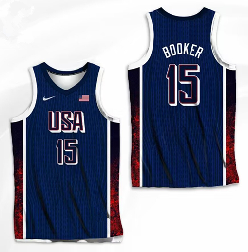 Men's USA Active Player Custom Navy Blue 2024 Olympics Stitched Basketball Jersey
